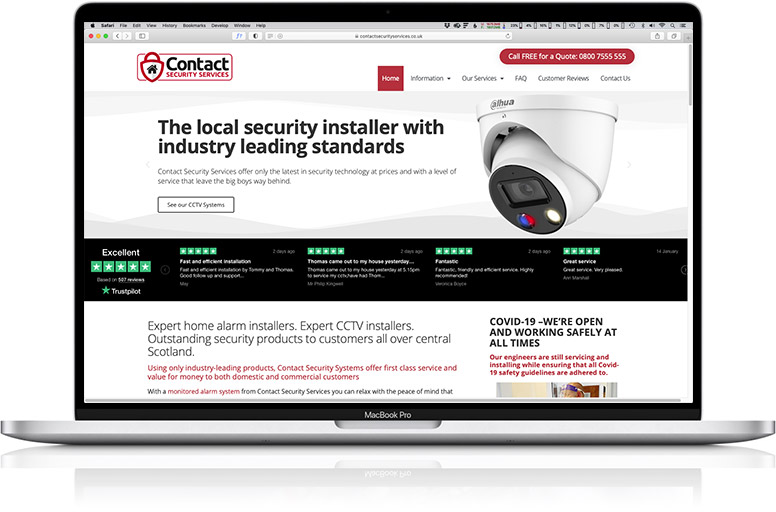 website design laptop contact security